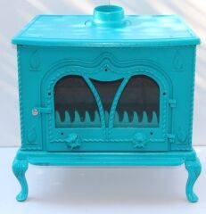 DÖKÜM SOBA MF105MODEL- ŞÖMİNE SOBA- Turkuaz şömine