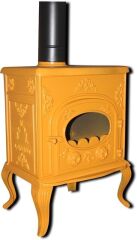 MF86 model soba- Döküm soba -Odun sobası - kömür sobası - oda sobası-3 camlı soba-sarı soba