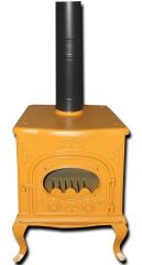 MF86 model soba- Döküm soba -Odun sobası - kömür sobası - oda sobası-3 camlı soba-sarı soba