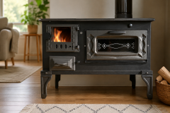 MF44 MODEL STOVE, CAST IRON STOVE - KITCHEN STOVE - MATTE BLACK STOVE