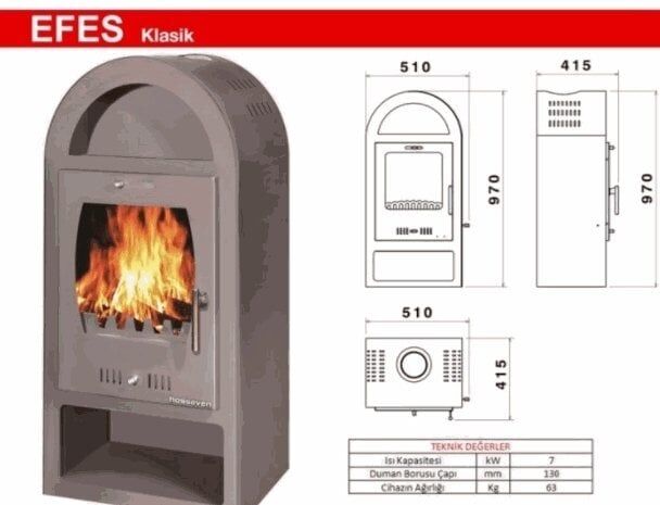 EFES MODEL SOBA, DÖKÜM SOBA, SAÇ KUZİNE SOBA, CAMLI SOBA ODUN SOBASI