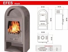 EFES MODEL SOBA, DÖKÜM SOBA, SAÇ KUZİNE SOBA, CAMLI SOBA ODUN SOBASI