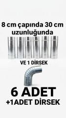 Dorello 8 cm Çap 30 cm Paslanmaz Soba Borusu ve 8 cm Dirsek Küçük Kamp Sobası, Pelet Sobası ve Kuzine Baca Uzatma Borusu