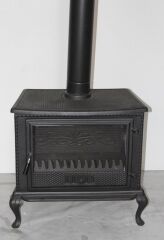 Plazma döküm soba- MF107 MODEL- ŞÖMİNE SOBA- Mat siyah soba - 3 tarafı camlı