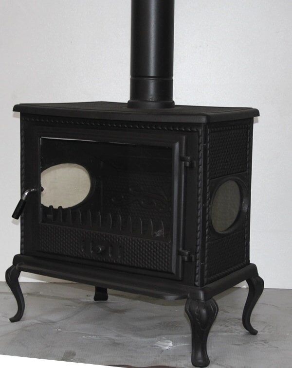 Plazma döküm soba- MF107 MODEL- ŞÖMİNE SOBA- Mat siyah soba - 3 tarafı camlı