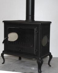 Plazma döküm soba- MF107 MODEL- ŞÖMİNE SOBA- Mat siyah soba - 3 tarafı camlı