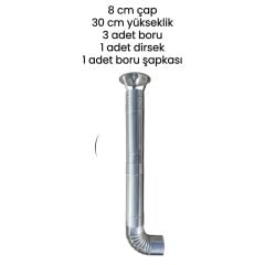 Dorello Kamp Sobası Boru Seti 8 cm Genişliginde 30 cm Yüksekliginde 3 Adet Boru 1 Adetdirse 1 Adet Baca Sapkası