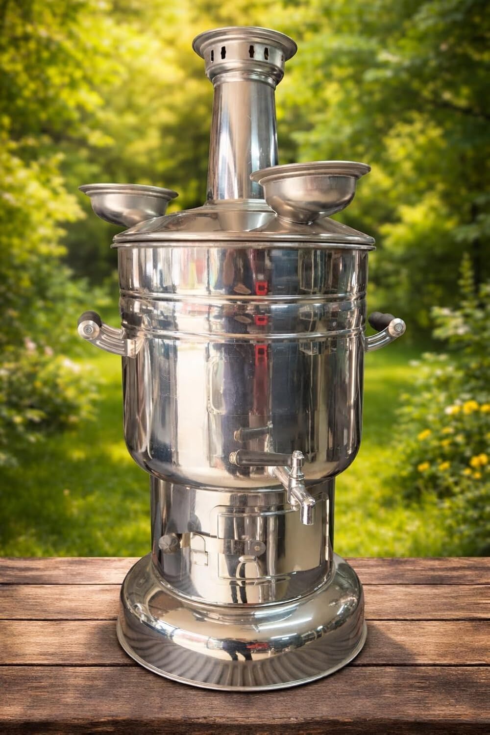 Dorello Paslanmaz Çelik Semaver, Geleneksel Türk Çay Makinesi, Çift Demlikli Sistem 10 Litre