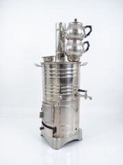Dorello Paslanmaz Çelik Semaver, Geleneksel Türk Çay Makinesi, Çift Demlikli Sistem  20 Litre