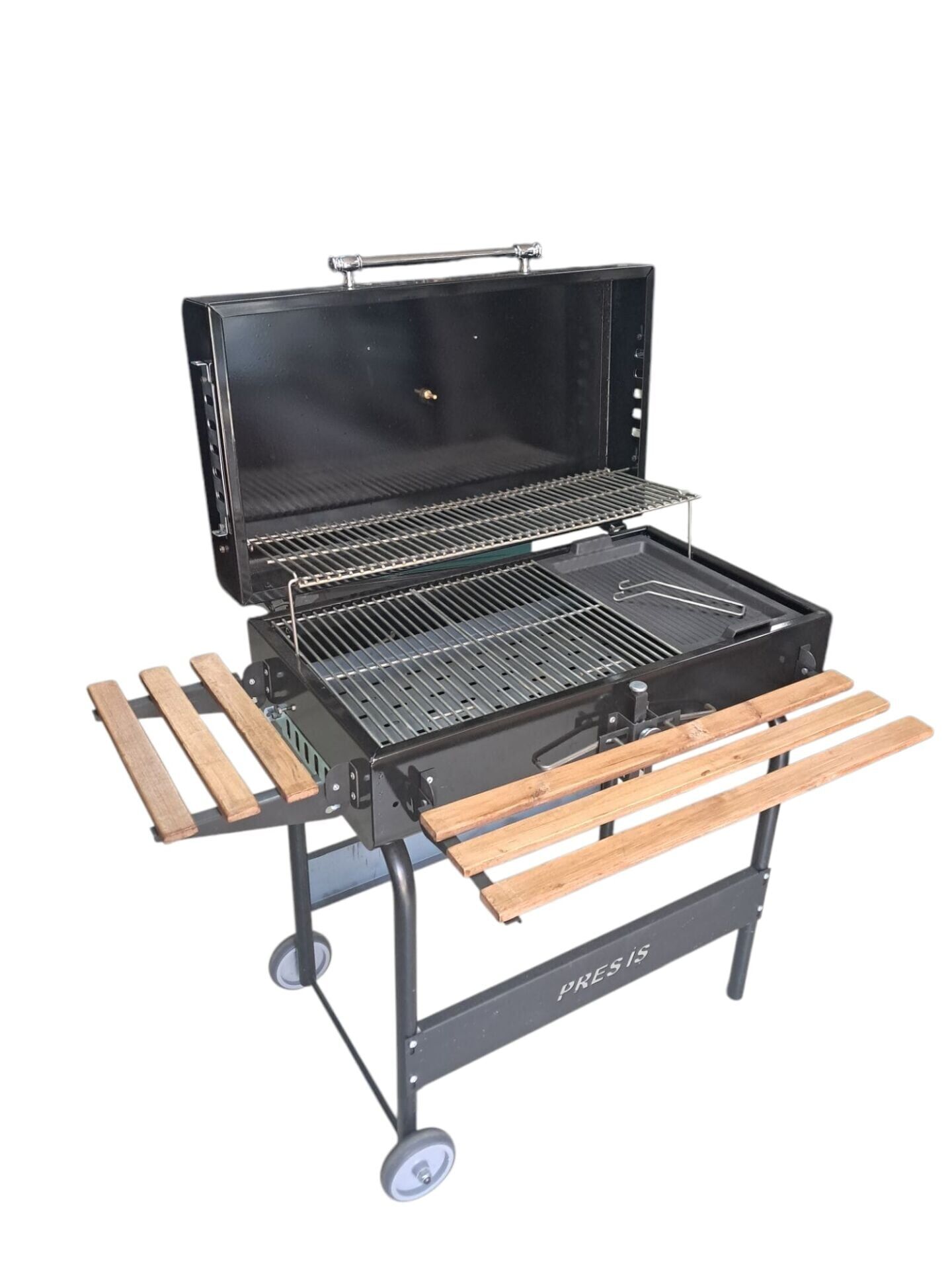 DORELLO Kapaklı Kömürlü Barbekü Mangal – Tekerlekli Bahçe ve Balkon Mangalı ( 75 Cm )