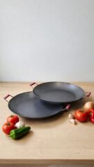 Ahşap Saplı Yuvarlak Sac Tava 40 cm 45 cm  – Kamp, Ocak Üstü ve Açık Ateş Kullanıma Uygun(