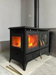 Dorello Yandan Camlı Kuzine Soba Camlı Şömine Soba MF014YK Model