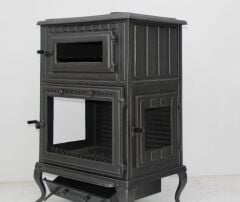 Dorello Döküm Kuzine Soba Yandan Camlı Dik Kuzine Fırınlı Döküm Soba MF226 Model