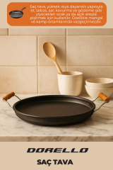 Ahşap Saplı Yuvarlak Sac Tava 40 cm – Kamp, Ocak Üstü ve Açık Ateş Kullanıma Uygun