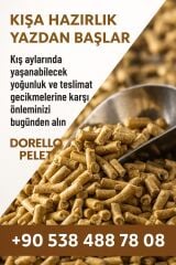 Bursa Pelet Fabrikası - Dorello Pelet Yakıtı 15 KG – %100 Doğal Sıkıştırılmış Biyokütle, Soba ve Kazan Uyumlu 1 ton