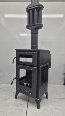 Pelet Camlı Kuzine Tipi Odun Sobası – Fırınlı, Yüksek Verimli