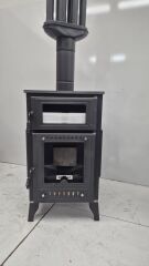 Pelet Camlı Kuzine Tipi Odun Sobası – Fırınlı, Yüksek Verimli