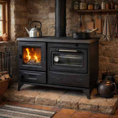 Dorello Döküm Kuzine Soba – Fırınlı, Camlı, Odun Kömür Uyumlu