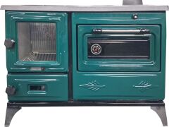 Dorello Döküm Kuzine Soba Şömine Soba – Fırınlı, Camlı, Odun Kömür Uyumlu (Yeşil )