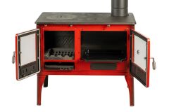 Camlı Fırınlı Döküm Kuzine Soba – Isıtma ve Pişirme Bir Arada