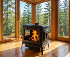 Glass-fronted Cast Iron Fireplace Stove – Powerful Heating & Stylish Design