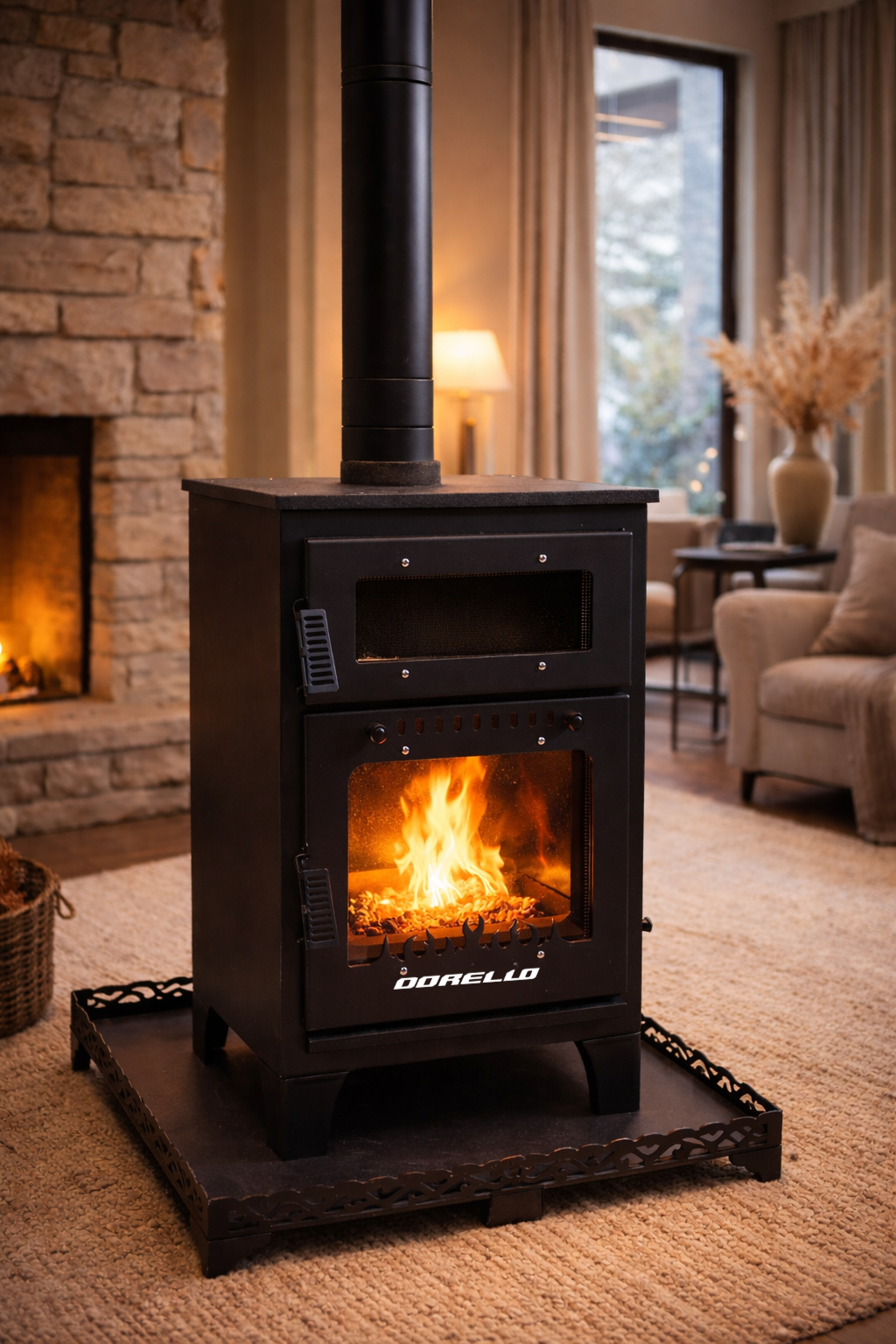 Pelet Soba Fırınlı Pelet Soba Yüksek Verimli, Ekonomik ve Çevre Dostu Isınma Sadece Pelet Yakar