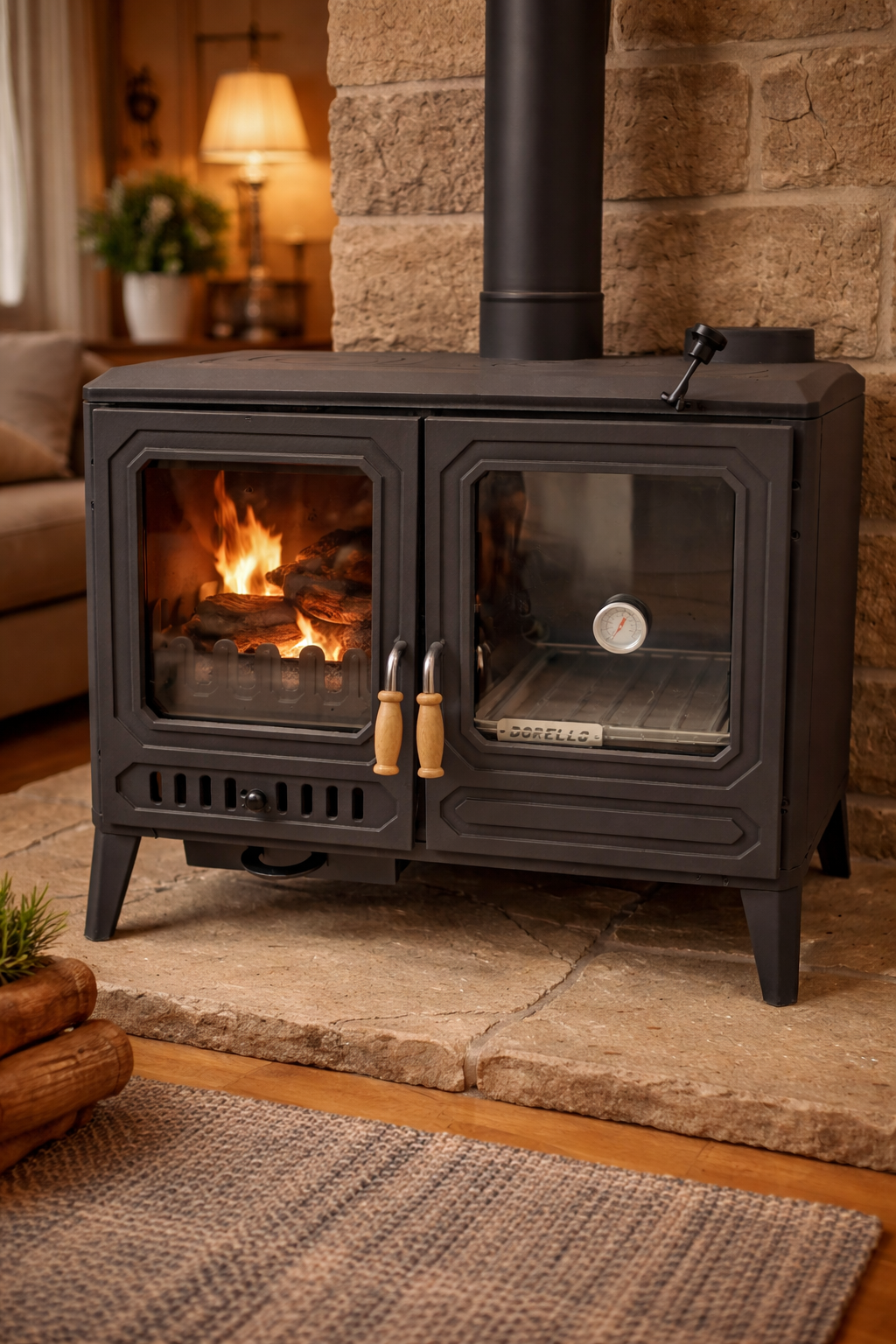 Döküm Kuzine Soba Fırınlı Soba Yüksek Isı Verimli, Fırınlı, Dayanıklı Dökme Demir