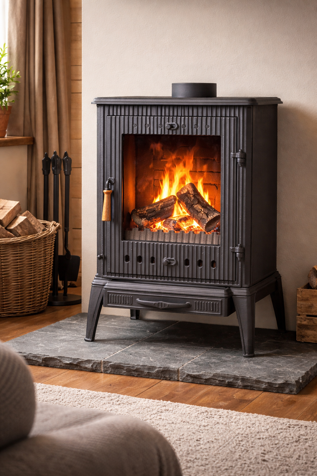 Şömine Soba Yandan Camlı Soba Döküm Soba DRL 056