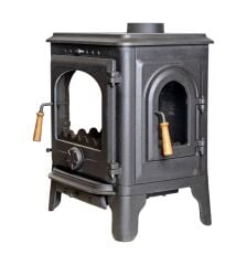 Dorello Şömine Soba Yandan Camlı Kapaklı Döküm Soba Odun Kömür Sobası DRL-057C Kumsaz Model